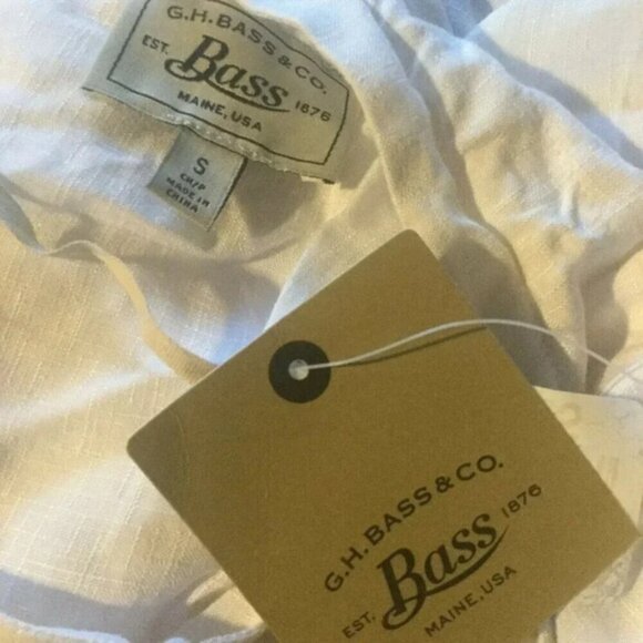 G.H. BASS White Short Sleeve Drawstring Top NWT Small - Picture 8 of 9
